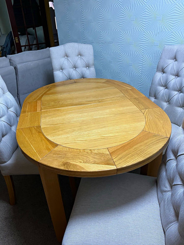 Round light wood dining - wood, table