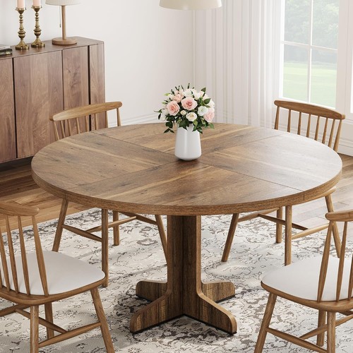 Round wood dining - wood, table