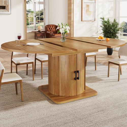 Round extendable dining table - extendable,