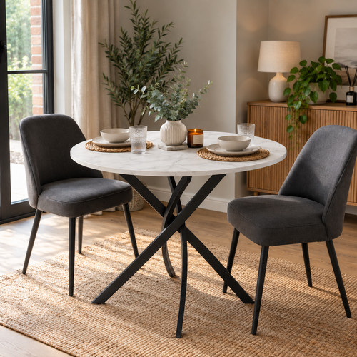Round dining table - round, white