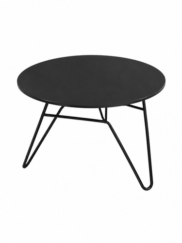 Black round table with metal - black,