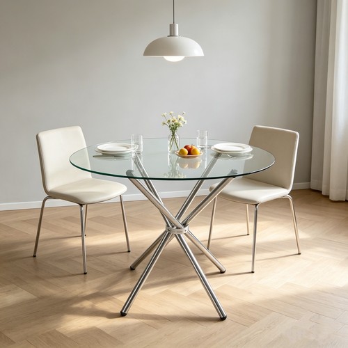 Round dining table glass - table, home