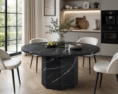 Black marble effect round - effect,
