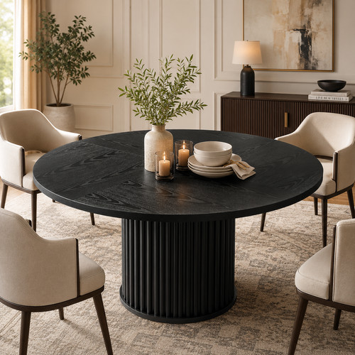 Dining table 120cm round black - 120cm,