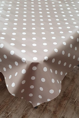 Natural beige white polka - natural,