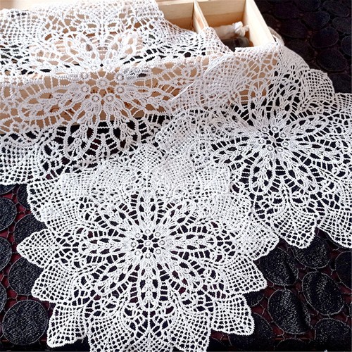 Lace round embroidery table - lace,