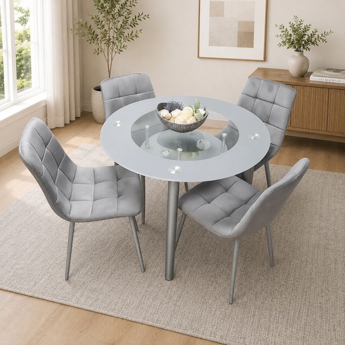 Grey round glass - glass, table