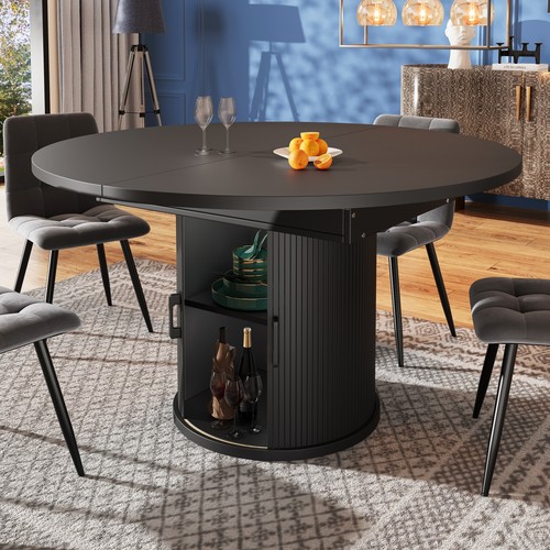 Extendable round dining table - round,
