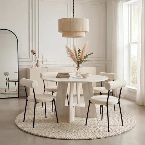 Round dining table travertine - table,