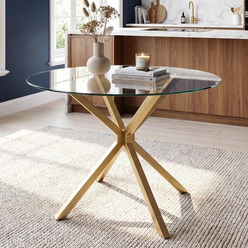 Round clear glass dining table - round,
