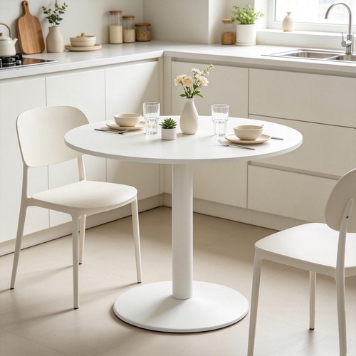 100cm white round dining table - dining,