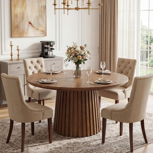 Round solid wood dining - solid, table