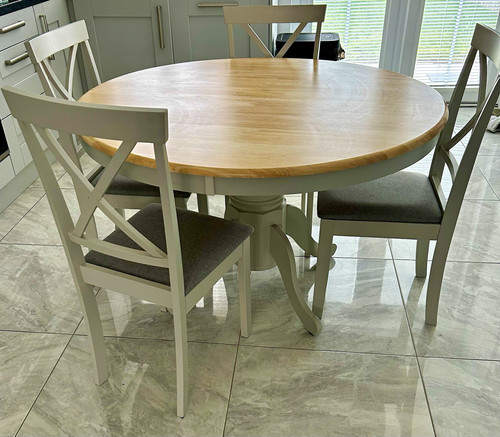 Round oak dining table chairs - oak, &chairs